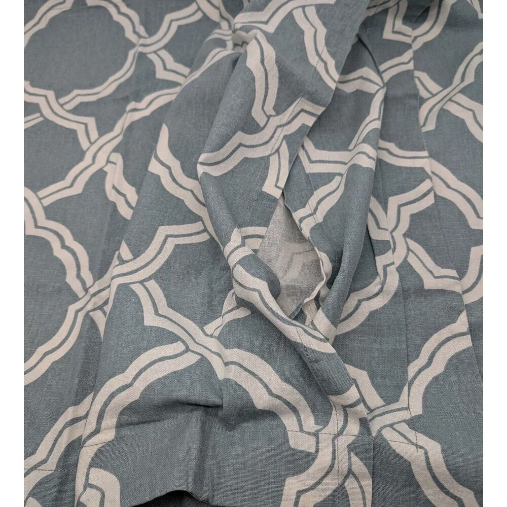2 Pottery Barn Blue Kendra Trellis Standard Shams Cotton Linen